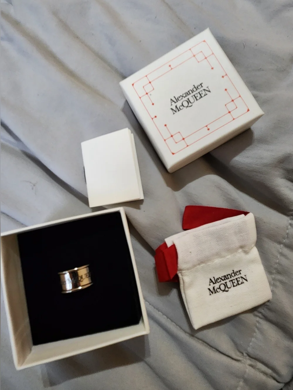 Alexander McQueen Silver Safety Pin Ring Size 21 Italy